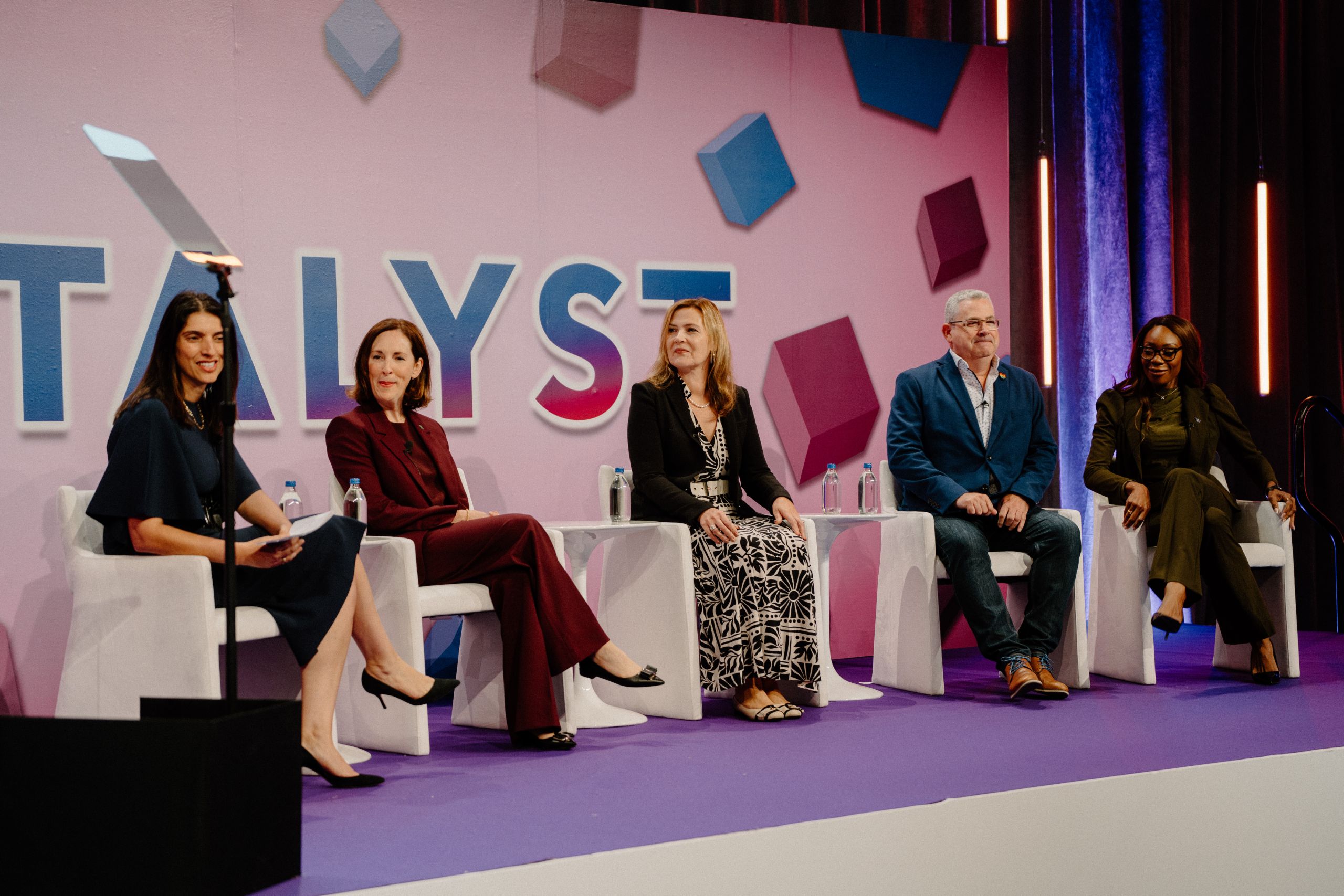Catalyst Honours panel discussion with diverse corporate leaders and executives on stage at Toronto gala event photography by Origin Films professional event photographers